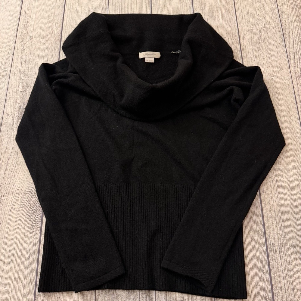 Christopher Fischer 100% Cashmere Black Cowl Neck Sweater Luxury Knit Women's S